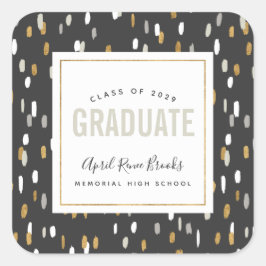きらめくパーソナライズされた卒業シール スクエアシール