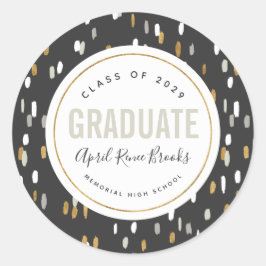 きらめくパーソナライズされた卒業シール ラウンドシール