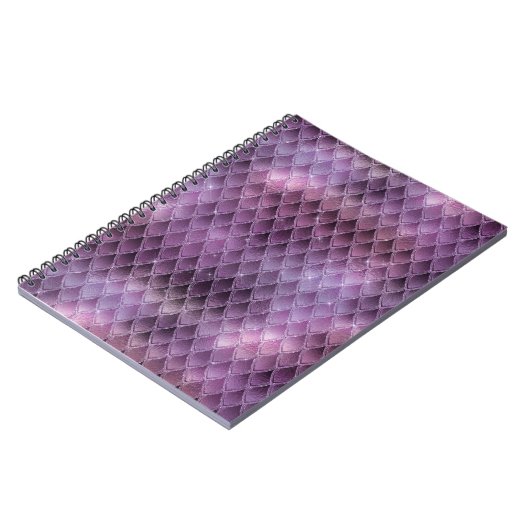 きらめくパープルグラデーション&グリッタードラゴンはかりで測 ノートブック (左側)