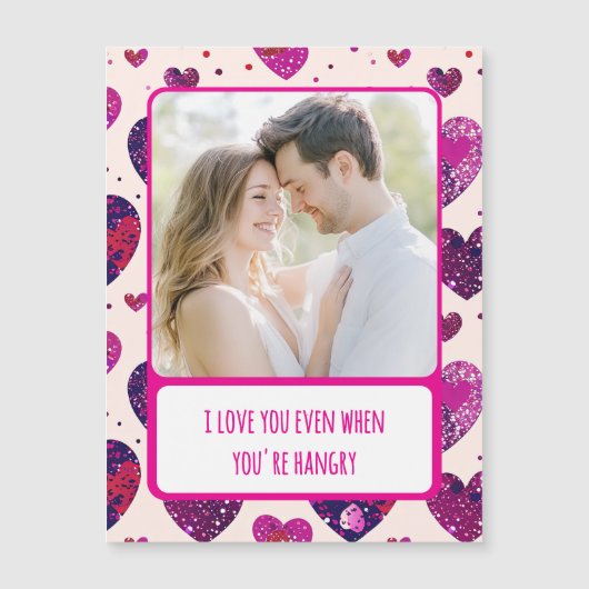 きらめくパープルハートあなたはハングリ磁気カード (正面)