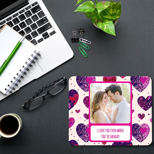 きらめくパープルハートときあなたはハングリ マウスパッド