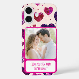 きらめくパープルハートときあなたはハングリ iPhone 16ケース