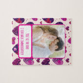 きらめくパープルハートテキストすぐに戻る ジグソーパズル (横)