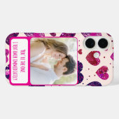 きらめくパープルハートテキストすぐに戻る Case-Mate iPhoneケース (裏面 (横))