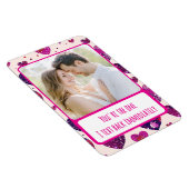 きらめくパープルハートテキストバック即時フレキシブル マグネット (右側)