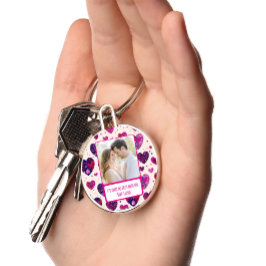 きらめくパープルハート共有マイフリース キーホルダー