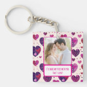 きらめくパープルハート共有マイフリース キーホルダー (正面)