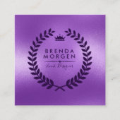 きらめくパープル&深い – パープルローレルリース スクエア名刺 (正面)