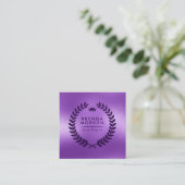 きらめくパープル&深い – パープルローレルリース スクエア名刺 (スタンド正面)