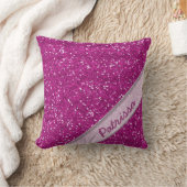 きらめくピンクのグリッターの名前をカスタムする クッション (ブランケット)