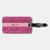 きらめくピンクのグリッター ラゲッジタグ (裏面横)