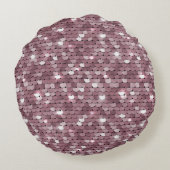 きらめくピンクのシークイン生地のテクスチャ ラウンドクッション (裏面)