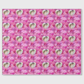 きらめくピンクのハートカスタム写真 ラッピングペーパー (フラット)