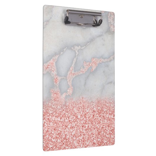 きらめくピンクのバラの金ゴールドのボヘミア人の大理石 クリップボード (右)
