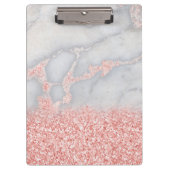 きらめくピンクのバラの金ゴールドのボヘミア人の大理石 クリップボード (正面)