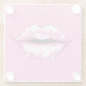 きらめくピンクの唇 ガラスコースター (裏面)