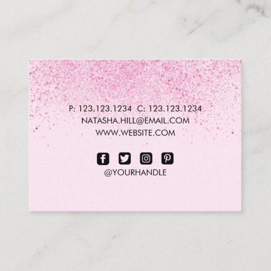 きらめくピンクの粉末ダスト 名刺 (裏面)