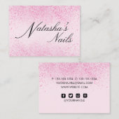 きらめくピンクの粉末ダスト 名刺 (正面/裏面)