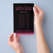 きらめくピンクスターデザインブラックプライスリスト チラシ (ハンドル)