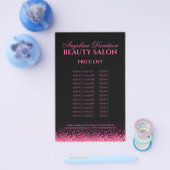 きらめくピンクスターデザインブラックプライスリスト チラシ (シングル)