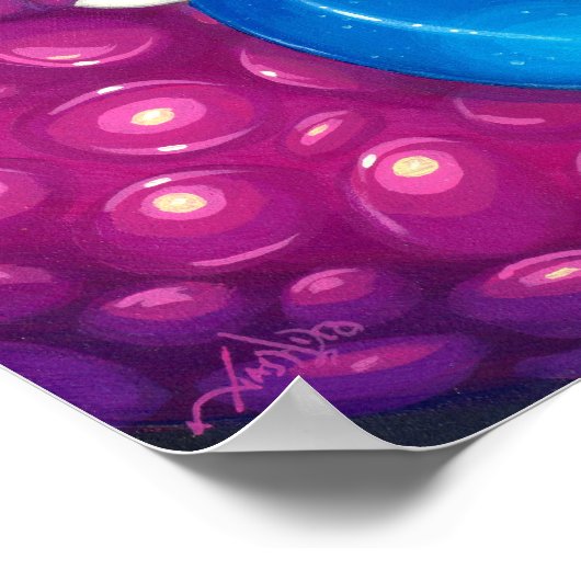 きらめくピンクドラゴンファンタジーフェアリーアートプリント ポスター (角)