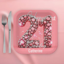 きらめくピンク&シルバーの宝石21歳の誕生日