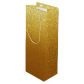 きらめくフェイク金ゴールドグリッター ワインギフトバッグ (正面アングル)