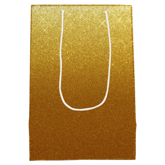 きらめくフェイク金ゴールドモノグラムの ミディアムペーパーバッグ (裏面)