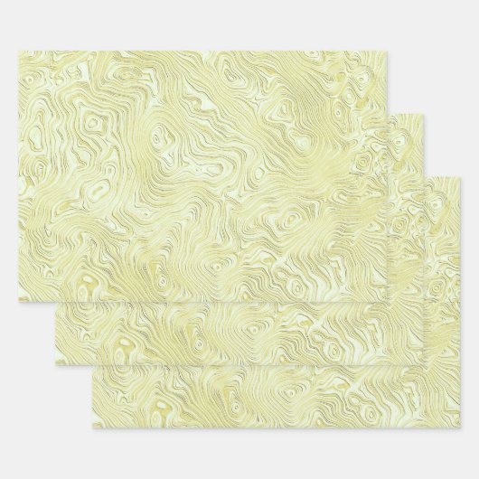 きらめくフェイク黄色の絹のようなモアレ模様 ラッピングペーパーシート (セット)