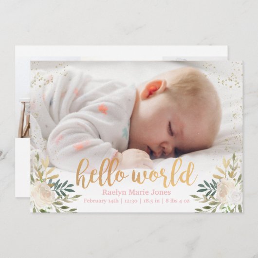 きらめくフローラ誕生発表 案内状 (正面/裏面)