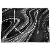 きらめくブラックスパークルグリッター ラージペーパーバッグ (正面)