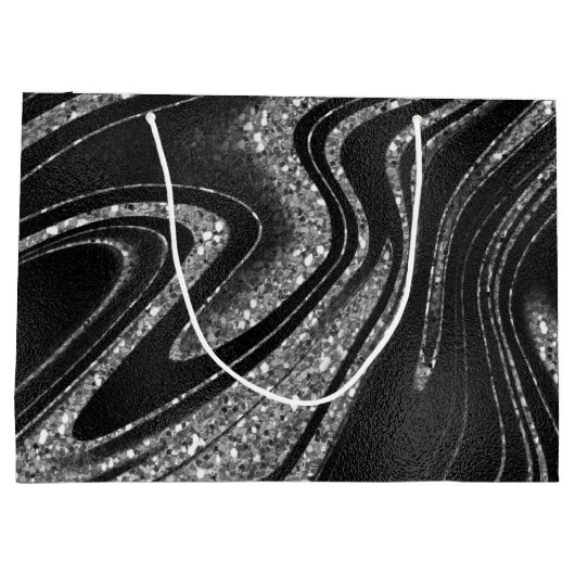 きらめくブラックスパークルグリッター ラージペーパーバッグ (裏面)