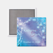 きらめくブルーウェディング日付を保存 マグネット (正面/裏面)