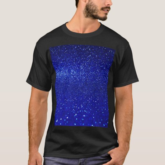 きらめくブルーグリッターキャンバス Tシャツ (正面)