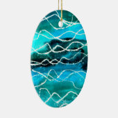 きらめくブルーグリーンオーナメント セラミックオーナメント (右)