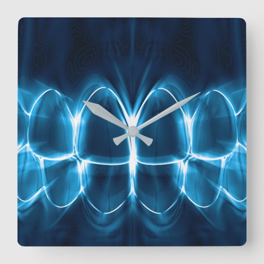 きらめくブルースマイルデンタルアートクリニックデコール スクエア壁時計 (正面)