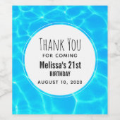 きらめくブループールウォーター反射誕生日 ワインラベル (シングルラベル)