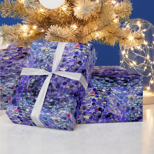 きらめくブルー ラッピングペーパー (クリスマス)