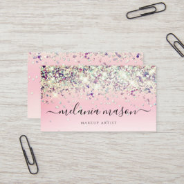 きらめくホログラフィックパープルグリッターメイクアップアーティスト 名刺