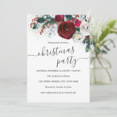 きらめくホワイトシルバーレッドフローラクリスマスパーティー 招待状 (スタンド正面)