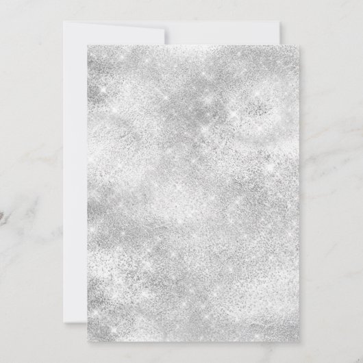 きらめくホワイトシルバーレッドフローラクリスマスパーティー 招待状 (裏面)