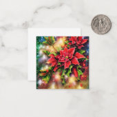 きらめくポインセチアとホリー予算クリスマス ノートカード (正面/裏面インサイチュ)
