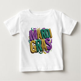 きらめくマルディグラ+グラの女性用Tシャツ、紫 ベビーTシャツ