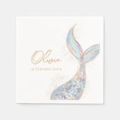 きらめくマーメイドテール誕生日 スタンダードカクテルナプキン (正面)