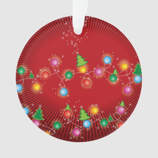 きらめくミニクリスマスツリーライツホリデーフォト オーナメント (正面)