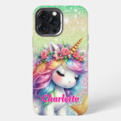 きらめくユニコーン魔法の星 iPhoneケース (裏面)