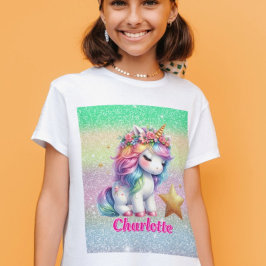 きらめくユニコーン魔法の星 Tシャツ