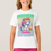 きらめくユニコーン魔法の星 Tシャツ (正面)