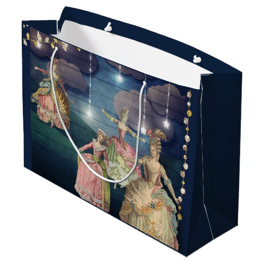 きらめくライトの下で踊るフランスのなRoyals ラージペーパーバッグ (裏面アングル)