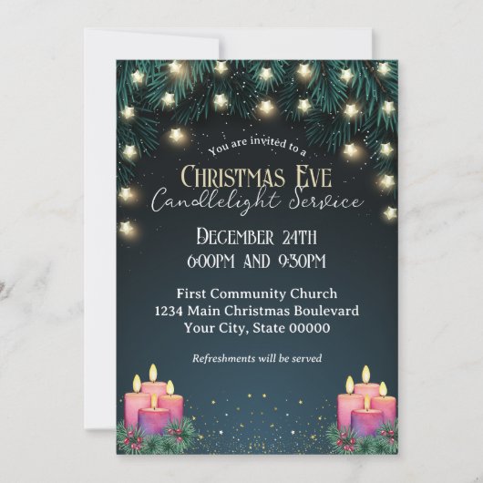 きらめくライトクリスマスイブキャンドルライトサービス 招待状 (正面)
